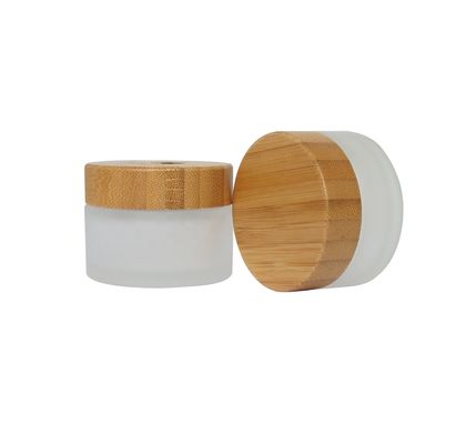 Piel de cristal del cuidado del tarro 50g 15g 30g de los envases cosméticos de bambú poner crema del vidrio esmerilado