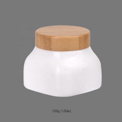cosmético del tarro del cuidado de la cara de la crema del bambú de OPAL Glass Serum Bottles With del cuadrado 150g