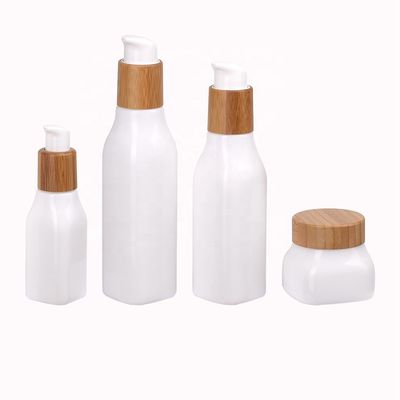 cosmético del tarro del cuidado de la cara de la crema del bambú de OPAL Glass Serum Bottles With del cuadrado 150g