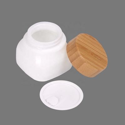 cosmético del tarro del cuidado de la cara de la crema del bambú de OPAL Glass Serum Bottles With del cuadrado 150g