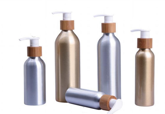 80 120 250 envases de bambú de la bomba de la loción de la botella cosmética de aluminio 300ml