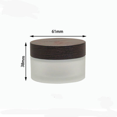 tarro cosmético de cristal del hombro oblicuo de 15g 30g 50g con crema de madera de la tapa de Brown