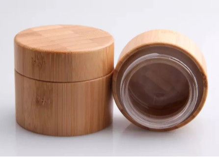 Tarro cosmético del envase de bambú natural de madera de la botella redonda que empaqueta el vidrio interno