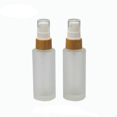 botella de vidrio esmerilado 50ml con el diámetro cosmético 37mm* H95mmn del envase del casquillo de bambú