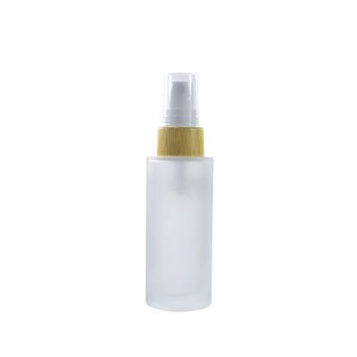 botella de vidrio esmerilado 50ml con el diámetro cosmético 37mm* H95mmn del envase del casquillo de bambú