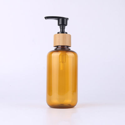 Amber Glass Bamboo Cosmetic Bottle con el rociador de madera de la loción del grabado del casquillo