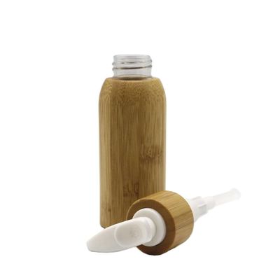 Botellas cosméticas de bambú 120ml plástico interno de la loción de los envases de la bomba vacía de la loción