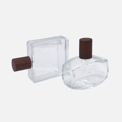 botellas de perfume de cristal del espray de perfume 50ml 100ml con los casquillos de madera