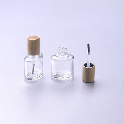 la botella polaca de cristal 15ml del clavo vacío con el casquillo de madera de bambú del cepillo compone