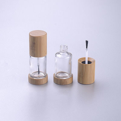 la botella polaca de cristal 15ml del clavo vacío con el casquillo de madera de bambú del cepillo compone