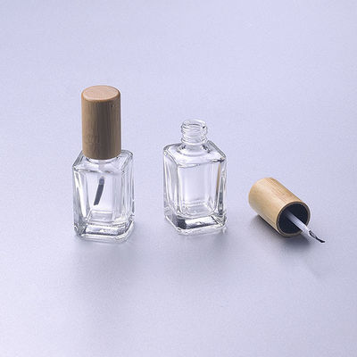 la botella polaca de cristal 15ml del clavo vacío con el casquillo de madera de bambú del cepillo compone
