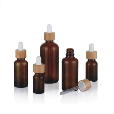 1oz vacian las botellas del dropper de Amber Black Essential Oil Glass con las tapas de bambú