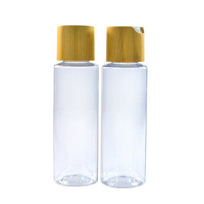 Botella plástica vendedora caliente de la bomba de la loción del ANIMAL DOMÉSTICO claro natural con el casquillo de bambú 200ml