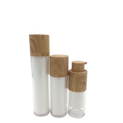 Botella cosmética privada de aire de bambú rotatoria dual blanca de la loción de la bomba de vacío de la venta caliente
