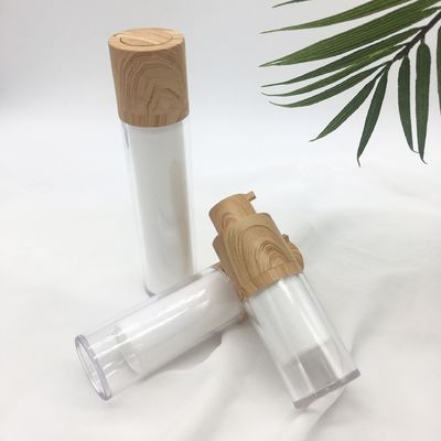 Botella cosmética privada de aire de bambú rotatoria dual blanca de la loción de la bomba de vacío de la venta caliente