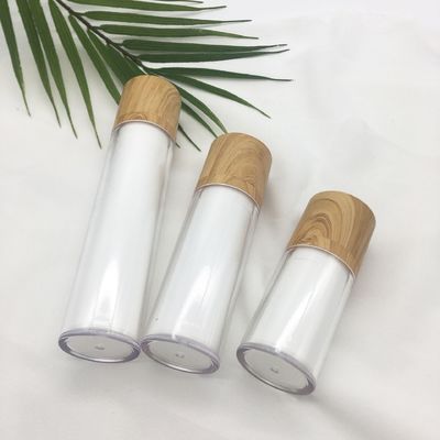 Botella cosmética privada de aire de bambú rotatoria dual blanca de la loción de la bomba de vacío de la venta caliente