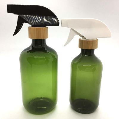 Botella plástica 500ml del ANIMAL DOMÉSTICO de la ronda de Boston con la botella de bambú del ANIMAL DOMÉSTICO de la polimerización en cadena del rociador del disparador