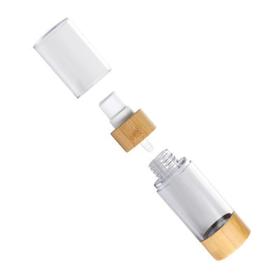 botella privada de aire plástica de la bomba de la botella 30ml 50ml de la loción de la bomba de vacío con la tapa de bambú