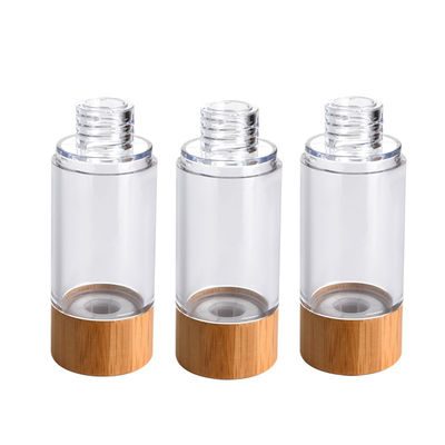 botella privada de aire plástica de la bomba de la botella 30ml 50ml de la loción de la bomba de vacío con la tapa de bambú