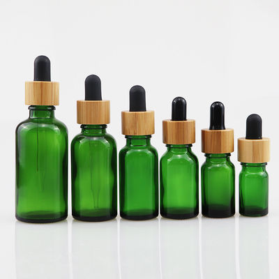 botella cosmética del vidrio del aceite esencial 100ml con la piel de bambú Brown del cuidado del dropper