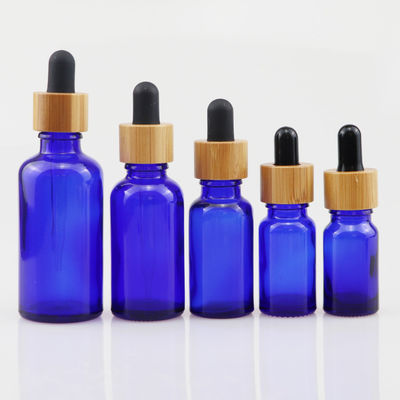 botella cosmética del vidrio del aceite esencial 100ml con la piel de bambú Brown del cuidado del dropper