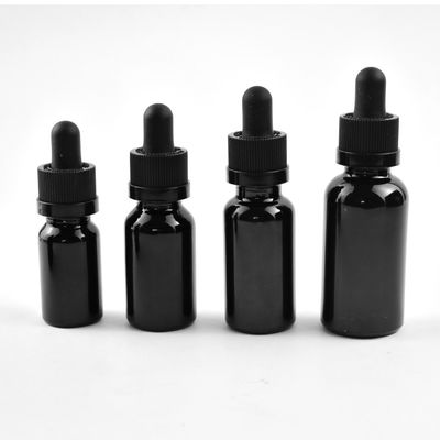 Botella de cristal de Matte Frosted Black Essential Oil con la botella del casquillo del dropper del CR