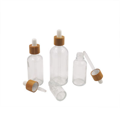 1oz vacian las botellas del dropper de Amber Black Essential Oil Glass con las tapas de bambú