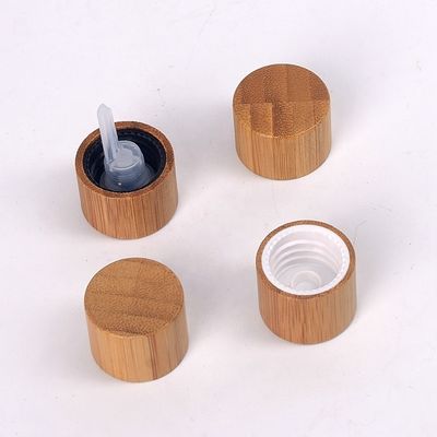 Botella de aceite esencial Brown cosmético vacío con el tapón de tuerca de madera de bambú de 18m m