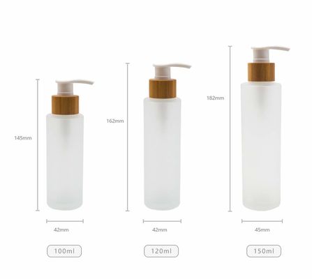 botella de vidrio esmerilado 120ml con la piel cosmética de bambú del cuidado de la bomba del envase de la loción